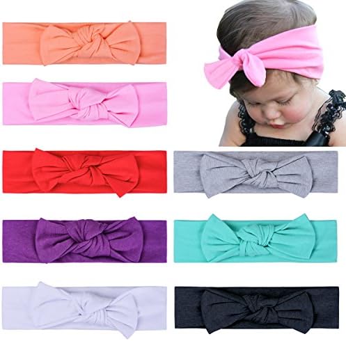 TinTop Headbands Baby Cute Bowknot Turban Head Wrap Girl Elastic Hairband Stretchy Hair accessories Twisted Knotted Headwraps (8 Pack)
