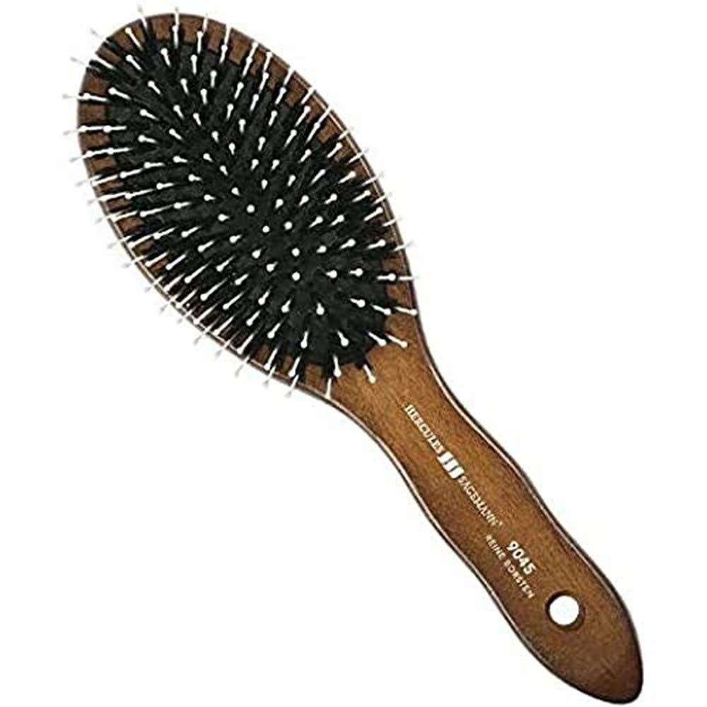 HERCULES SÄGEMANN - 9045 Paddle Brush | Nourishing Natural Hair Brush | Boar Bristle Brush with Polyamide Pins | Care Brush for Long Hair | Dark Wood