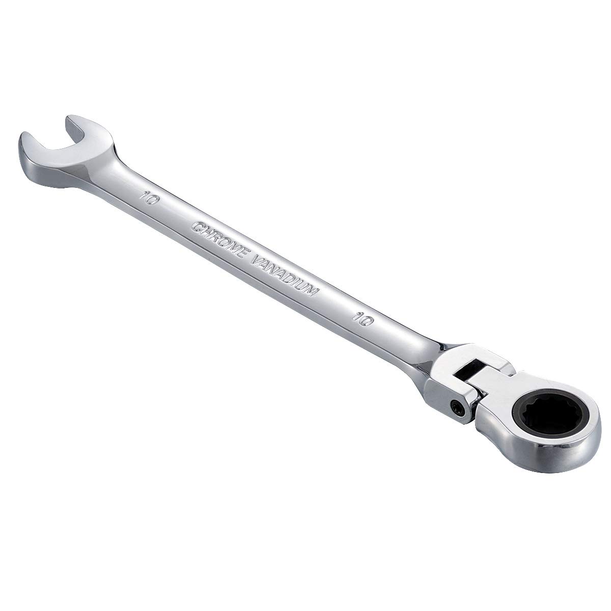 KATUR Combination Ratchet Spanner 10mm, Flex-Head Ratcheting Wrench, Industrial Dual-use Design, Professional Chrome Vanadium Steel Metric Tool for DIY, Bicycle Repair and Home Maintance