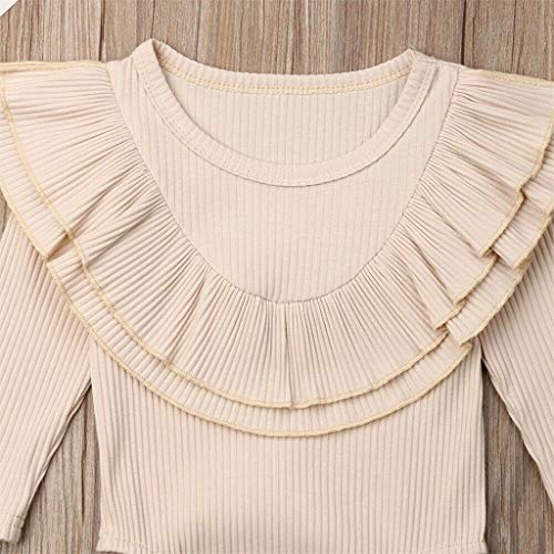 Emimarol Toddler Baby Kids Girls Boys Ruffles Ruched Solid Romper Bodysuit Casual Clothes Beige