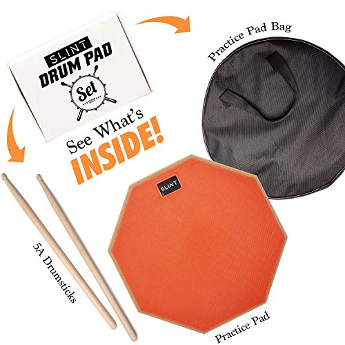 Practice Pad Bundle 12 inches - Drum Pad Double Sided with Drumsticks and Carry Bag With Two Different Surfaces for Snare Drum Practice - Silent Drum Double Sided Practice Pad - Thumbnail 2