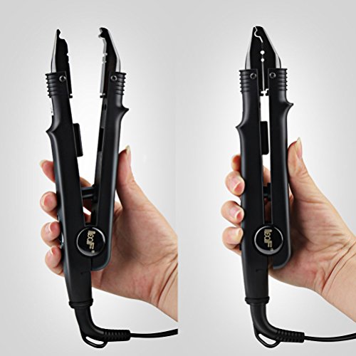 Professional Hair Extension Tool Fusion Hair Connector Heat Iron Wand Melting Tools, with Adjustable Temperature Setting (210â„‰ - 390â„‰), Dual Voltage, Black, BLUETOP