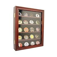 DECOMIL - Lockable 30 Military Challenge Coin, Poker Chip, Sports Coin Display Case Cabinet, Glass Door, Coin30-CHR