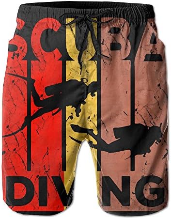 Scuba Diving Vintage Retro Men's Tropical Quick Dry Board Shorts Bathing Suits Swimwear Volley Beach Trunks