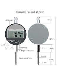 AUTOUTLET   Indicador de esfera digital de 0.000 in 0,0005 pulgadas de rango DTI, indicador de prueba de marcación de 1.000 in 1 pulgada de alta precisión indicadores industriales de medición