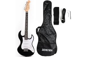 Demusea Short Scale 36 Inch 3/4 Electric Mini Guitar Black Color For Beginner Starter Travel Portable Practic With Gig Bag And Strap Phoenix Body Maple Neck SSS Pickups