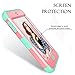 Hocase Compatible with iPod 6th/5th Generation Case, 3 in 1 Heavy Duty Shock Absorbent Silicone Hard Plastic Full Body Protective Case - Pink/Teal Green