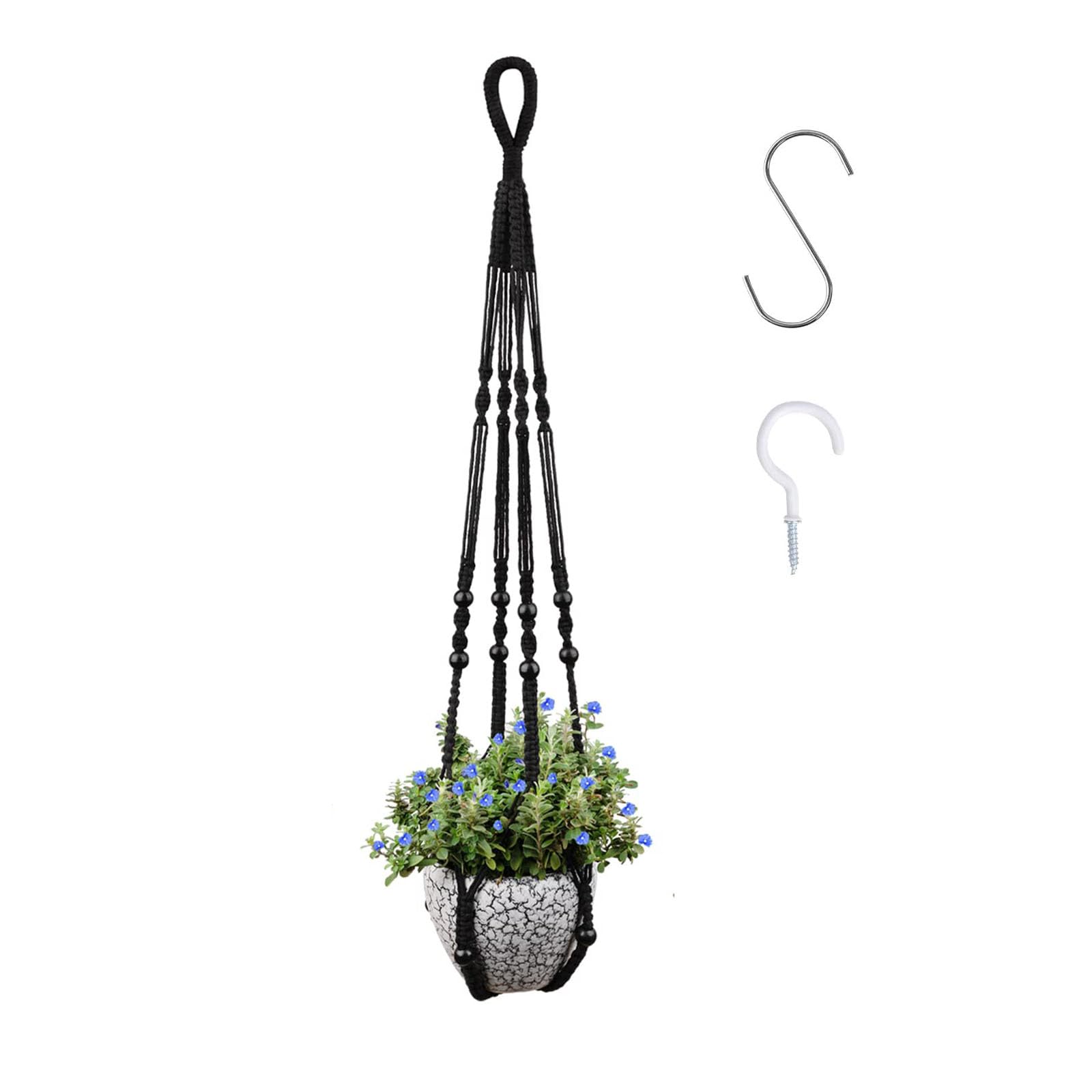 ZPLASK Macrame Plant Hanger with 2 Hooks - Hanging Plant Pot, Indoor Hanging Baskets for Plants, Wall Holder for Outdoor Balcony Garden Home Decor
