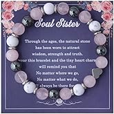 ShiQiao Spl Soul Sister Bracelet for Women Best Friends Birthday Graduation Gifts for Sister Natural Stone Bracelet Beads Bracelets for Bestie Sisters Gift for Women Purple Amethyst Bracelets