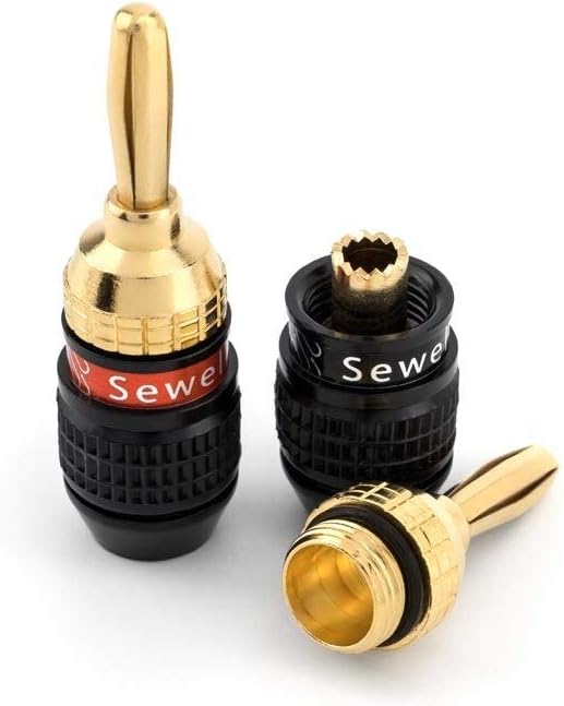 Sewell SW-29863-12 Deadbolt Banana Plugs 12-Pairs by, Gold Plated Speaker Plugs, Quick Connect: Home Audio & Theater