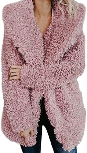 Women's Fashion Faux Fur Lapel Thick Wool Trench Coat Lapel Winter Jacket KIKOY