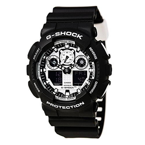 G-Shock GA-100BW-1A White and Black Series Luxury Watch - Black / One Size