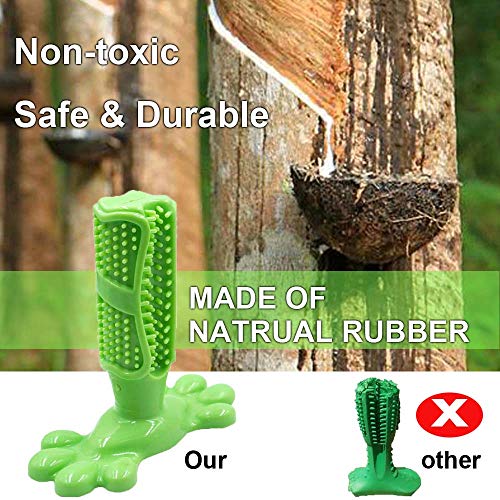 AomeTech Dog Toothbrush Dental Care Brushing Stick Effective Doggy Teeth Cleaning Massager Nontoxic Natural Rubber Bite Resistant Chew Toys Finger Toothbrush for Dogs Pets (M, Green)