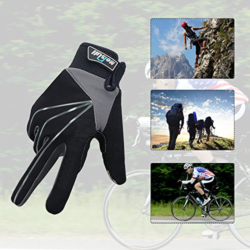 Mersuii Cycling Gloves, Full Finger Touch Screen Mountain Biking Gloves, Anti-Skid Thick Palm Pad Cold Weather Bike Gloves for Men and Women