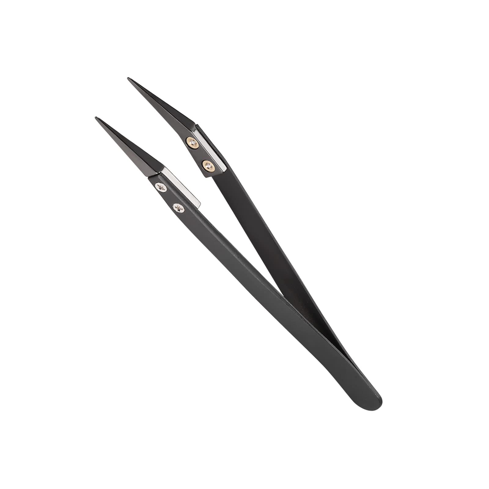 CoCud Stainless Steel Ceramic Tweezer, 4.92" Length Non-Conductive Heat Resistant Small Curved Tip - (Applications: for Mechanical Equipment Repair)