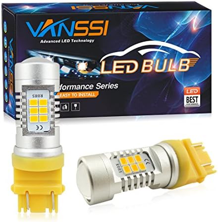 VANSSI T25 3157 SRCK CK Socket LED High Power 2835 Turn Signal Amber Yellow Light Bulbs (Pack of 2)