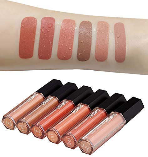 Matte Liquid Lipstick Set, 6 Pcs Superstay Mate Ink Waterproof Lip Gloss Beauty Lips Makeup Set (NUDE MATTE INK)