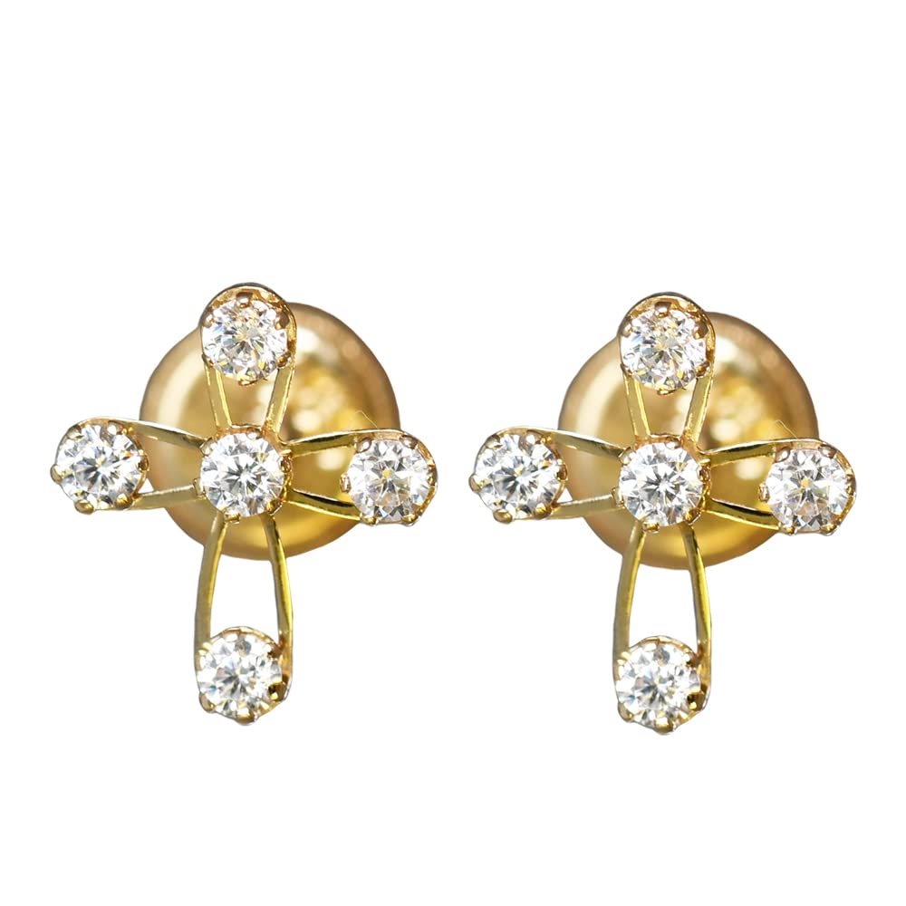I-be, Cross Stud Earrings with Sparkling Cubic Zirconia, 14 K (585) Gold, 35585 Cross 5Z