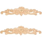 MUXSAM 1-Pair Carved Wood Applique, Long Decorative Mouldings Unpainted DIY Woodcarving Corner Onlay Decals Home Decor For Furniture Door Cabinet - View #9