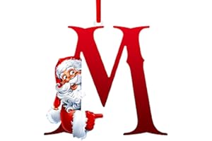 MUISED Christmas Decorations Personalized 26 Letter Tree Ornments Santa Claus Ornments Monogram Initial Letter M Tree Ornments Alphabet Christmas Ornaments Hanging Name Word Red Santa Christmas Tree Ornament