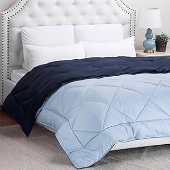Amazon.com: Martex Reversible Twin Comforter, Navy/Ceil