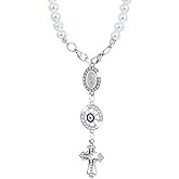 LCWLJL Cross Car Charm, Personalized Blessing Rear View Mirror Hanging Decors,car mirror hanging accessories for your car,Religious Gifts for Women (Silver diamond)