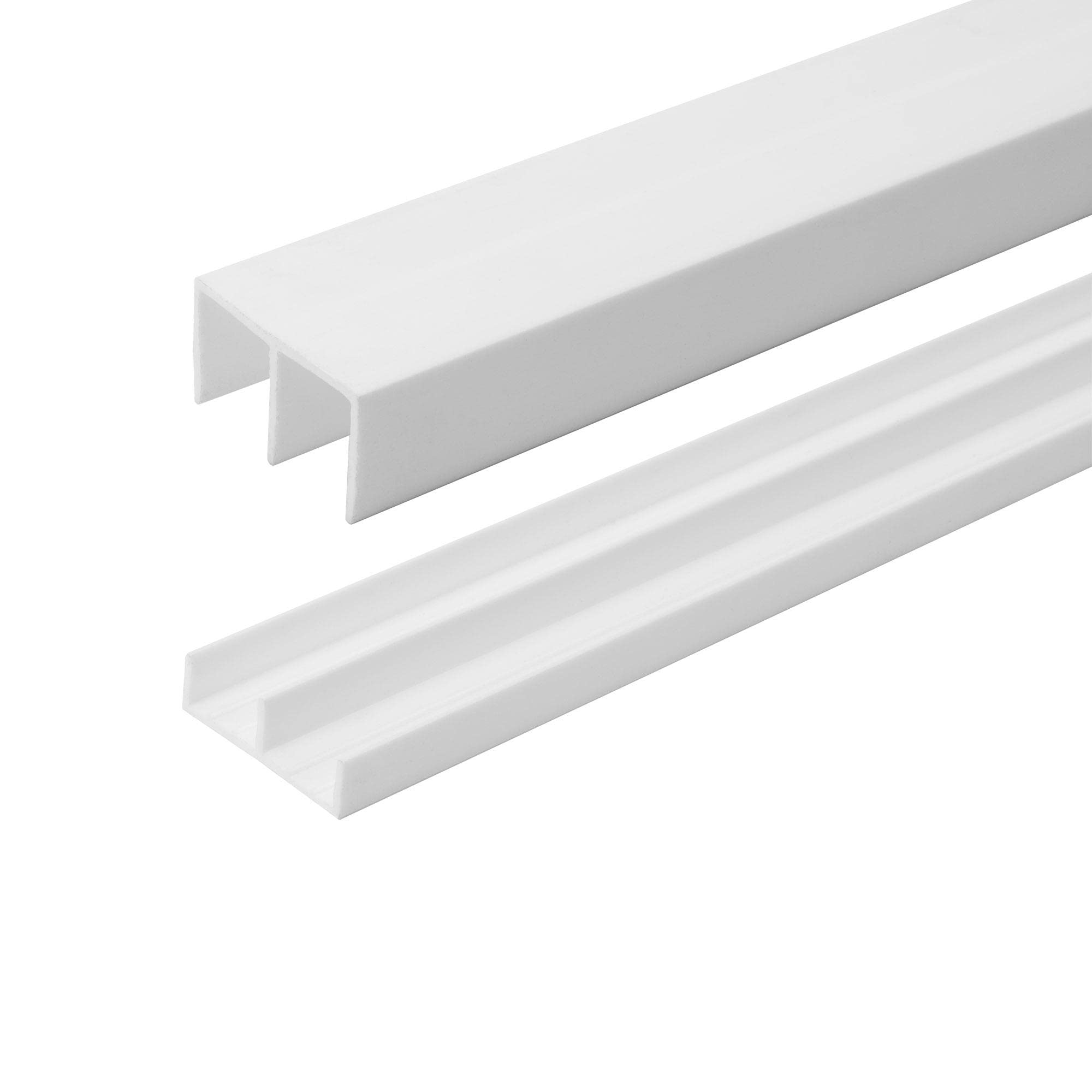 Photo 1 of 1/2" Panel Sliding Door Track - 36" White Plastic Upper & Lower Set, USA Made, Pack of 1 - Outwater