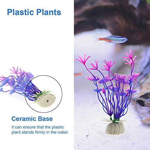 GreenJoy Aquarium Decorations Accessories Shipwreck Plastic Plants Cave - 11 Pack Fish Tank Decorations Set with Resin Tree Trunk House Ship Hideouts Artificial Plastic Plants and Coral Small Kit