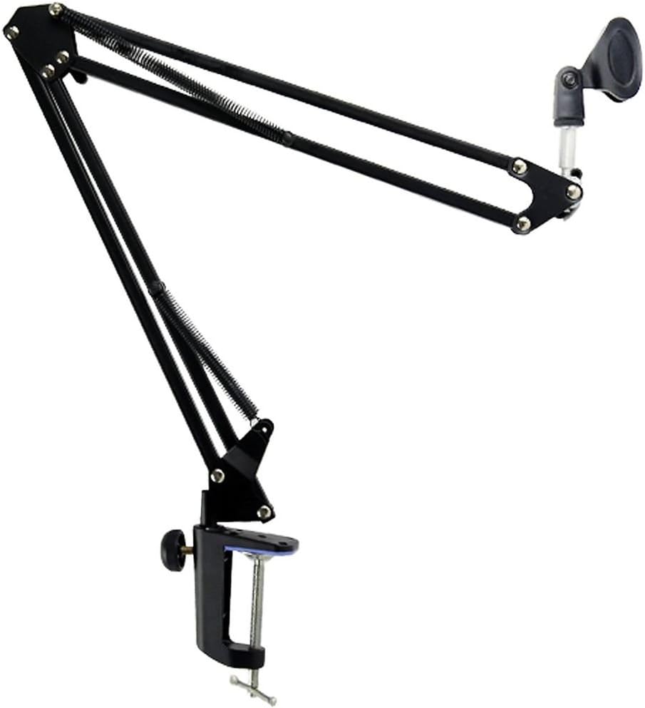 Desk Mic Microphone Suspension Scissor Arm Stand Shock Mount Adjustable Studio Black