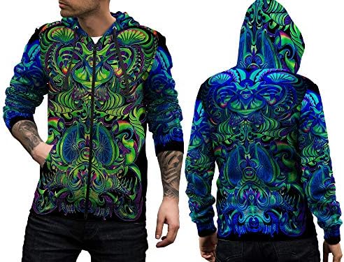 2season5 DMT Trippy Hippie Psychedelic All Over Print Zip Hoodie Mens Women Sweatshirts