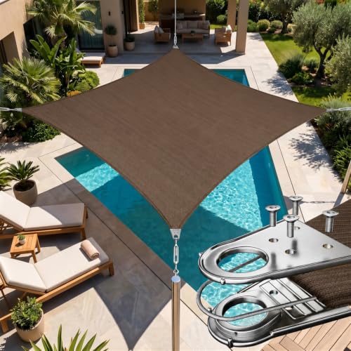 Amgo 19' x 37' Brown Rectangle Super Ring Sun Shade Sail for Patio Backyard at Amazon