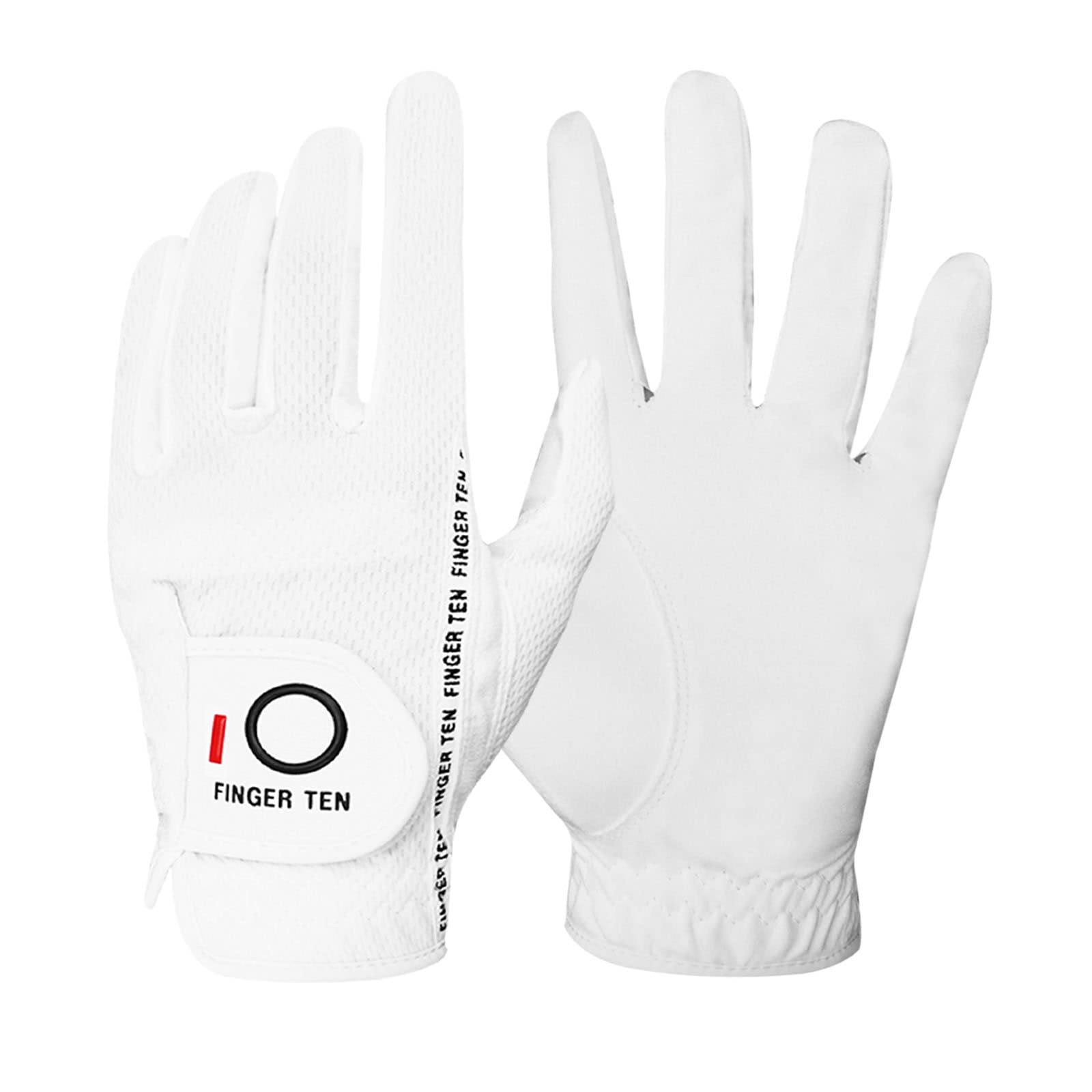 FINGER TEN Golf Gloves Men Left Hand for Right Handed Golfer in White Value Pack, Rain Grip Golf Glove Weathersof Durable All Weather for Pefect Swing (M-Large, White-1 Pack-Worn on Left Hand) — image 1