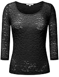 FPT Womens 3/4 Sleeve Lace Scoopneck Top (S-3XL)