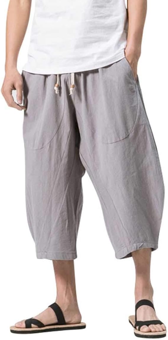 Amazon イージパンツ チノパンツ リネンパンツ リネン ワイドパンツ サルエルパンツ 綿麻 パンツ クロップドパンツ メンズ 麻 7分丈 大きいサイズ M 4xl ロングパンツ 通販