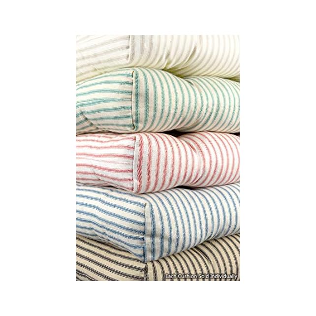 Products Ticking Stripe Dark Blue Dining Chair Pad with Ties