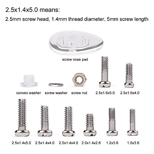 image for Becory Eyeglasses Repair Kit, 1100Pcs Tiny Screws and 5 Pairs Nose Pad