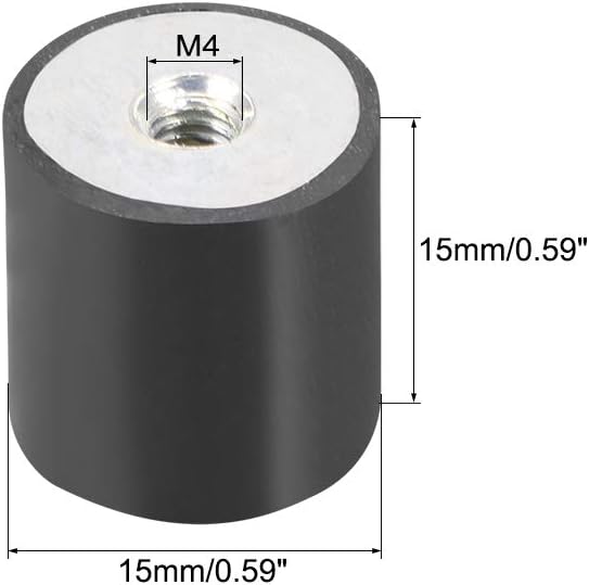 sourcing map 15 x 15mm M4 Thread Female Rubber Mounts,Vibration Isolators,Replaces Anti Vibration Pads Flat Silentblock Base Block 4pcs - Image 4