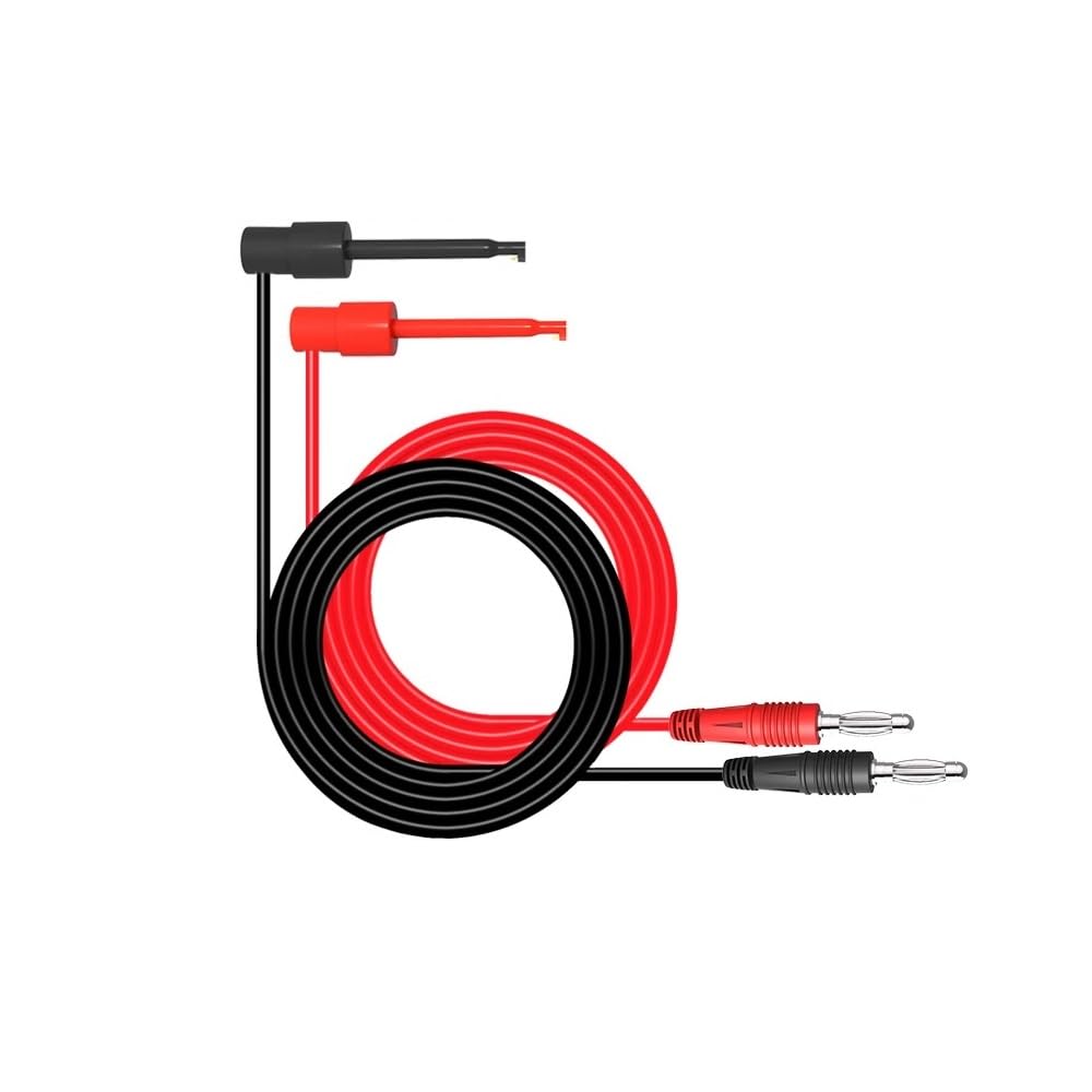 Aofan 2 Pack Multimeter Leads with Test Hook Clips, 4mm Banana Plug to Crocodile Clip Jumper Wire, 1M 16AWG Silicone Test Probes for Electrical Testing, Automotive Diagnosis & PCB Prototyping
