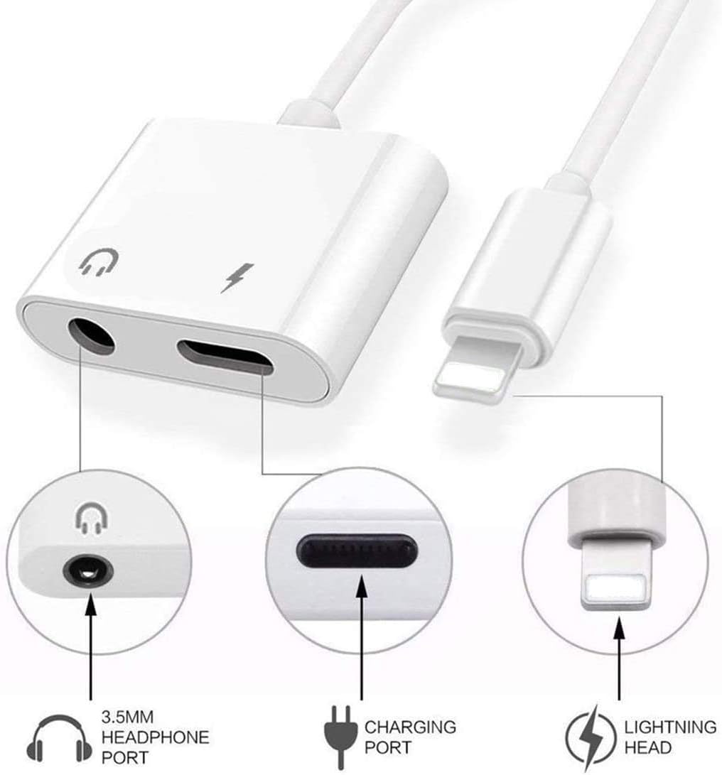 2Pack Lightning to 3.5mm Headphones Jack Adapter for iPhone,[Apple MFi Certified] 2 in 1 Charger + Aux Audio Splitter Dongle Adapter for iPhone 7/7Plus/8/8Plus/11/X/XR/XS Support All iOS System: Electronics