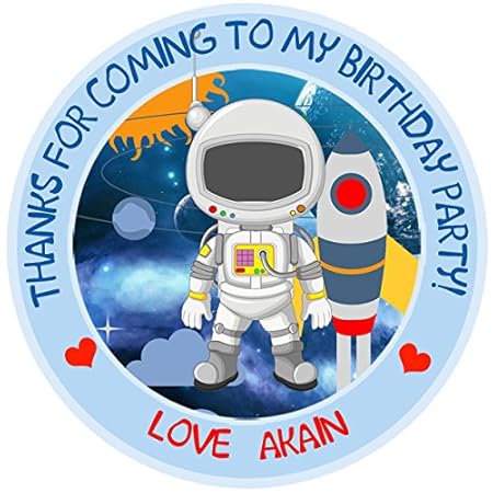 30x Personalised Spacesolar System 50mm 2 Party Stickers