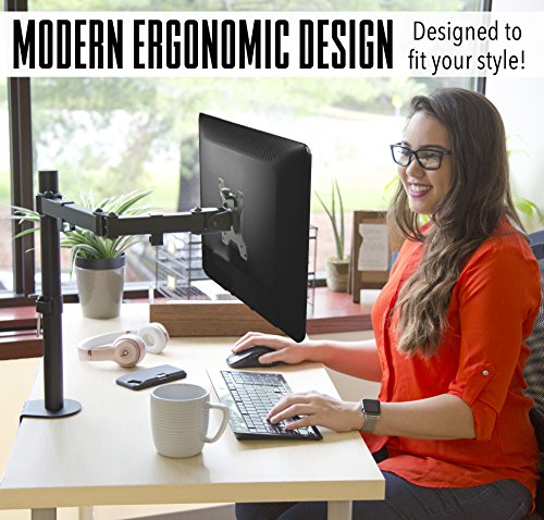 Stand Steady Monitor Arm | Height Adjustable with Full Articulation | VESA Mount Fits Most LCD / LED Monitors 13 - 32 Inches | Includes Clamp and Grommet (1 Monitor) - Thumbnail 6