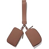 Viverte Mini Zip Around Wristlet Wallets for Women Small Portable Coin Purse Dual Pouch Keychain Wristlet Gifts for Women Travel Sports Outdoors (Brown)