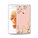 Sunba Youth Phone Case, Clear iPhone 6s Plus Case for Girls, Garden Floral Flower with Swarovski Element Crystal for iPhone 6 Plus 6S Plus, Transparent Hard PC, Rosegold-Flower