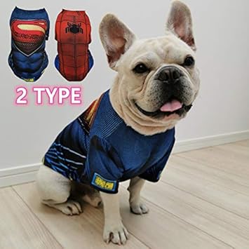 Amazon 24hours ペット コスプレ 変装 フレンチブルドッグ 犬 服 おもしろ 着ぐるみ Tシャツ ハロウィン 薄手 スーパーマンに変身 スパイダーマン 普段着 小型犬 中型犬 ペアルック 多頭飼い 24hours コスチューム 通販