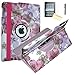 JYtrend Case for Old iPad 2(2011)/iPad 3(2012)/ iPad 4(2012), Rotating Stand Smart Case Cover Magnetic Auto Wake Up/Sleep for A1395 A1396 A1397 A1403 A1416 A1430 A1458 A1459 A1460 (Pink Flower)