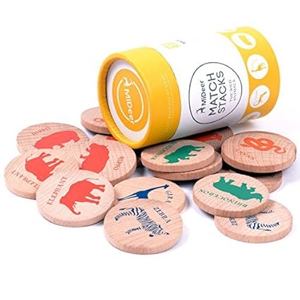 Wooden Memory Matching Game wildlife Animals Match Stacks Educational Toy Learning Puzzle