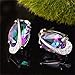 Uloveido White Gold Plated Jewelry Set Rainbow Mystic Topaz Ring Earrings Pendant Necklace T472