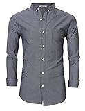 MrWonder Men's Casual Slim Fit Button Down Dress Shirt Long Sleeve Solid Oxford Shirt