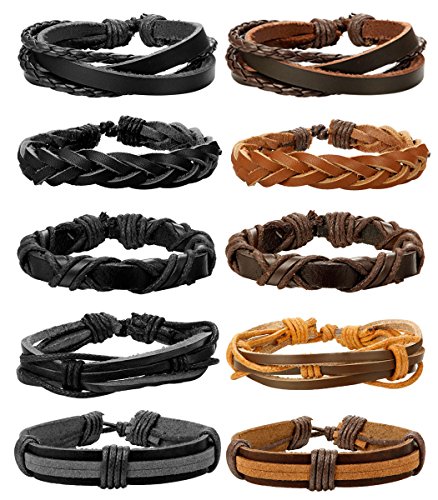 Pirate Beads Wholesale - FIBO STEEL 10 Pcs Braided Leather