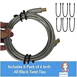 EliteTechGear Twist Ties For Organizing Your Gear 6-Pack 6 Inch (Black)